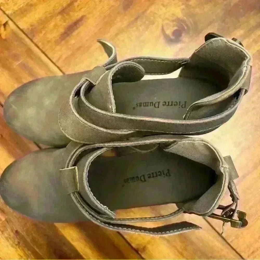 Pierre Dumas tan distressed wooden close toe clogs womens shoes size 6 - Picture 3 of 5